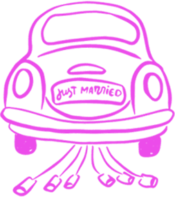 Just married car illustration